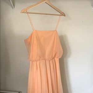 Peach dress with cape